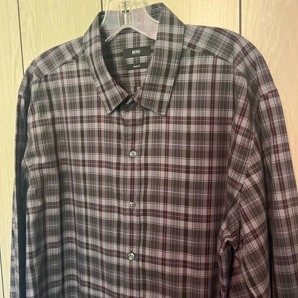 Boss Casual Plaid Shirt - Black and Red - Picture 3 of 4